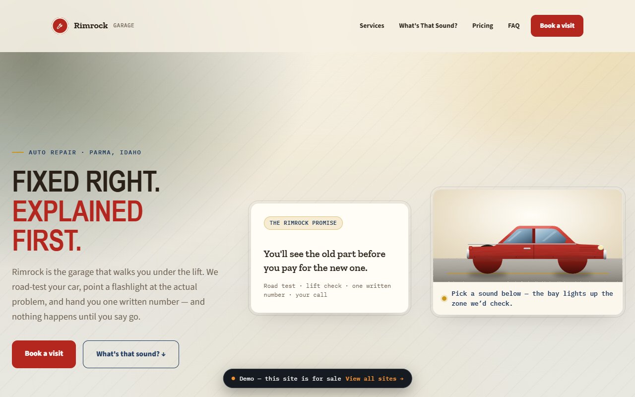 A screenshot of the Auto Repair demo site.