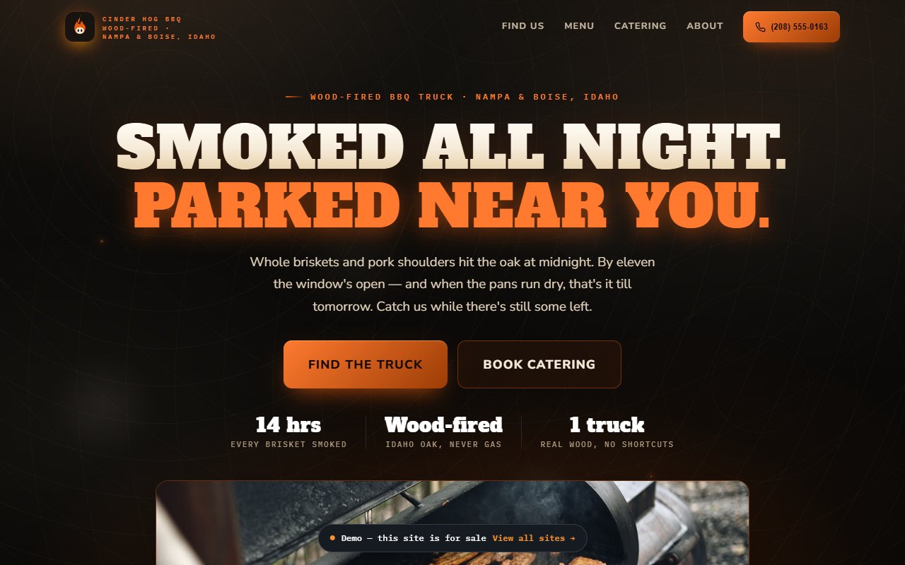 A screenshot of the BBQ Food Truck demo site.