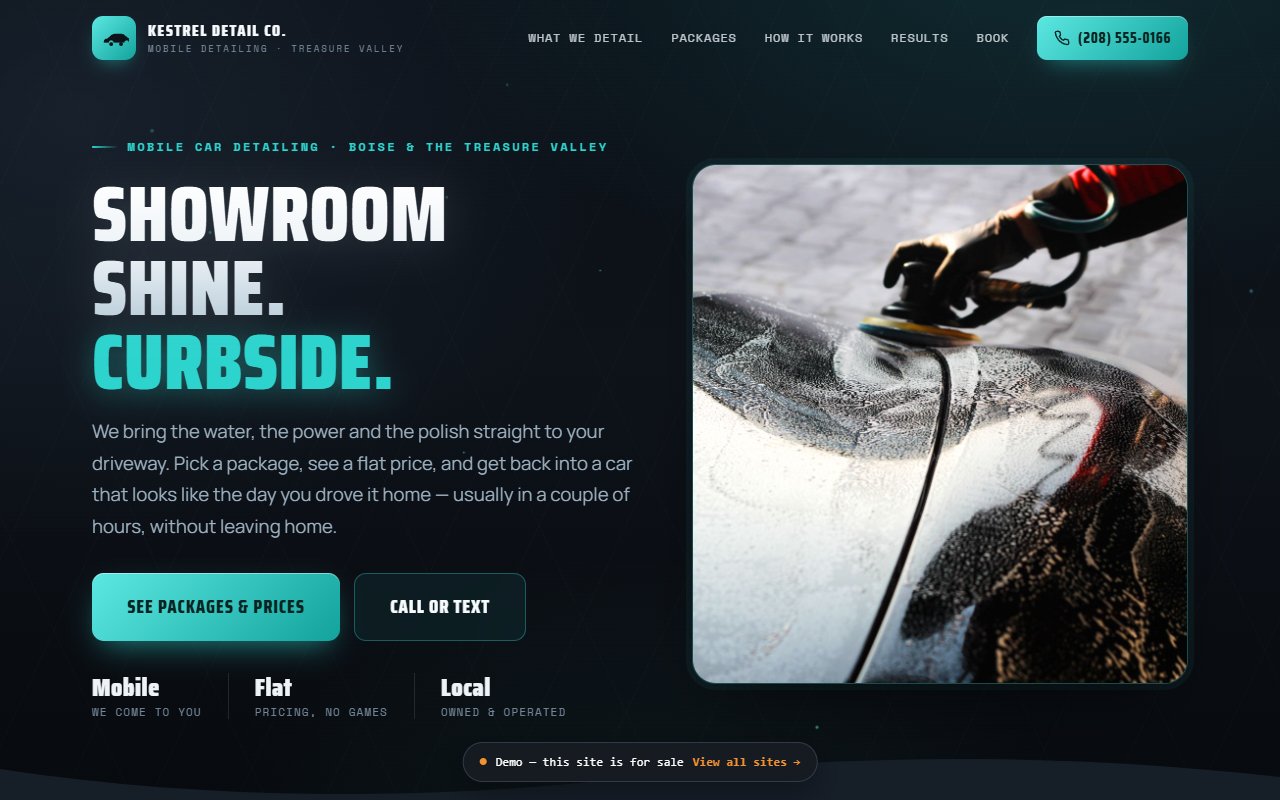A screenshot of the Car Detailing demo site.