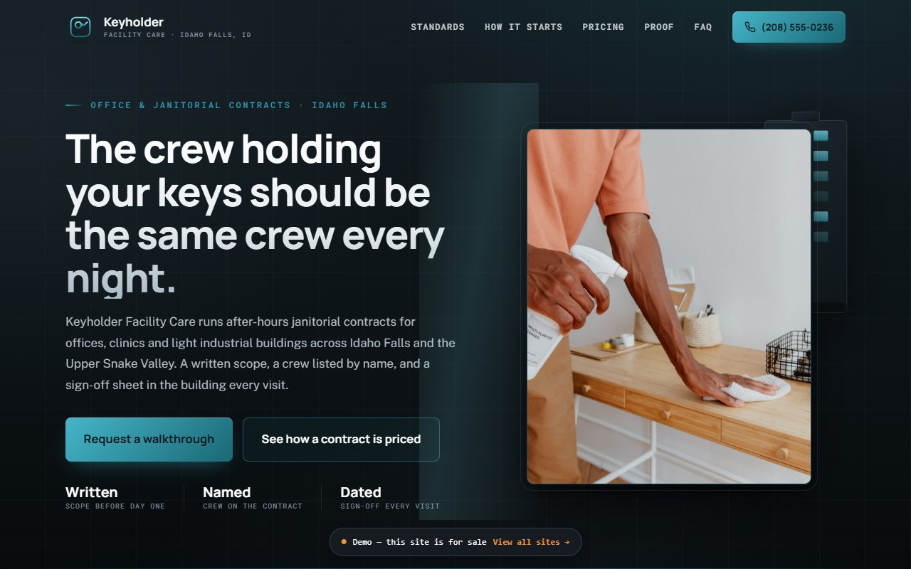 A screenshot of the Office Cleaning demo site.