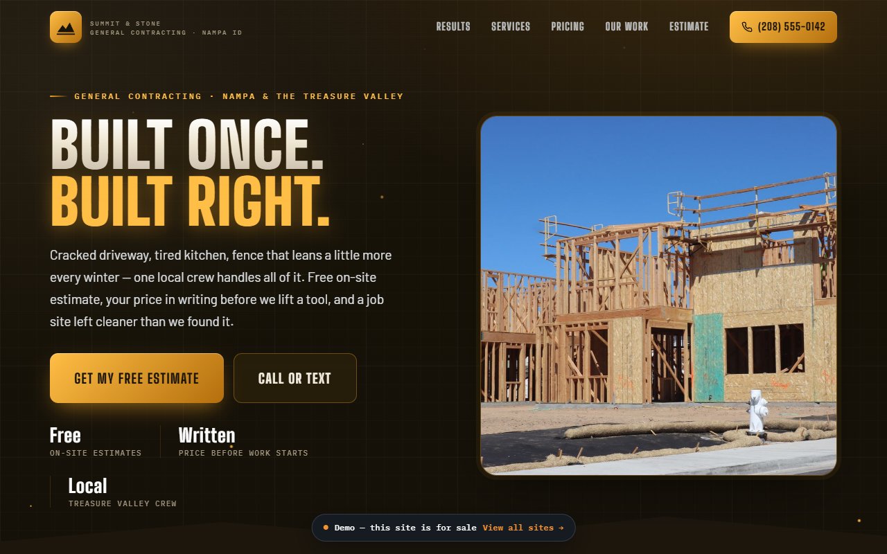 A screenshot of the Contracting demo site.