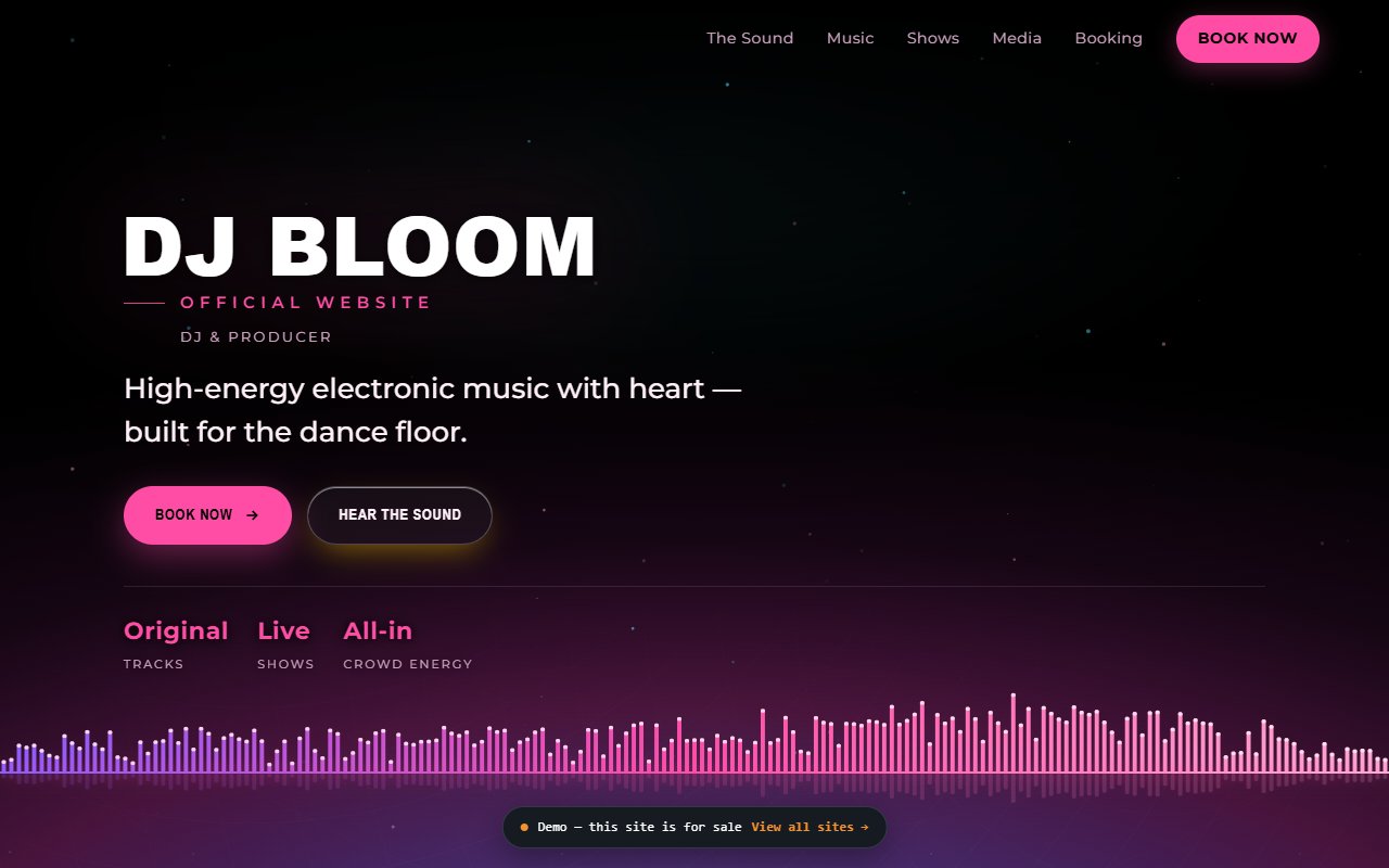 A screenshot of the DJ demo site.