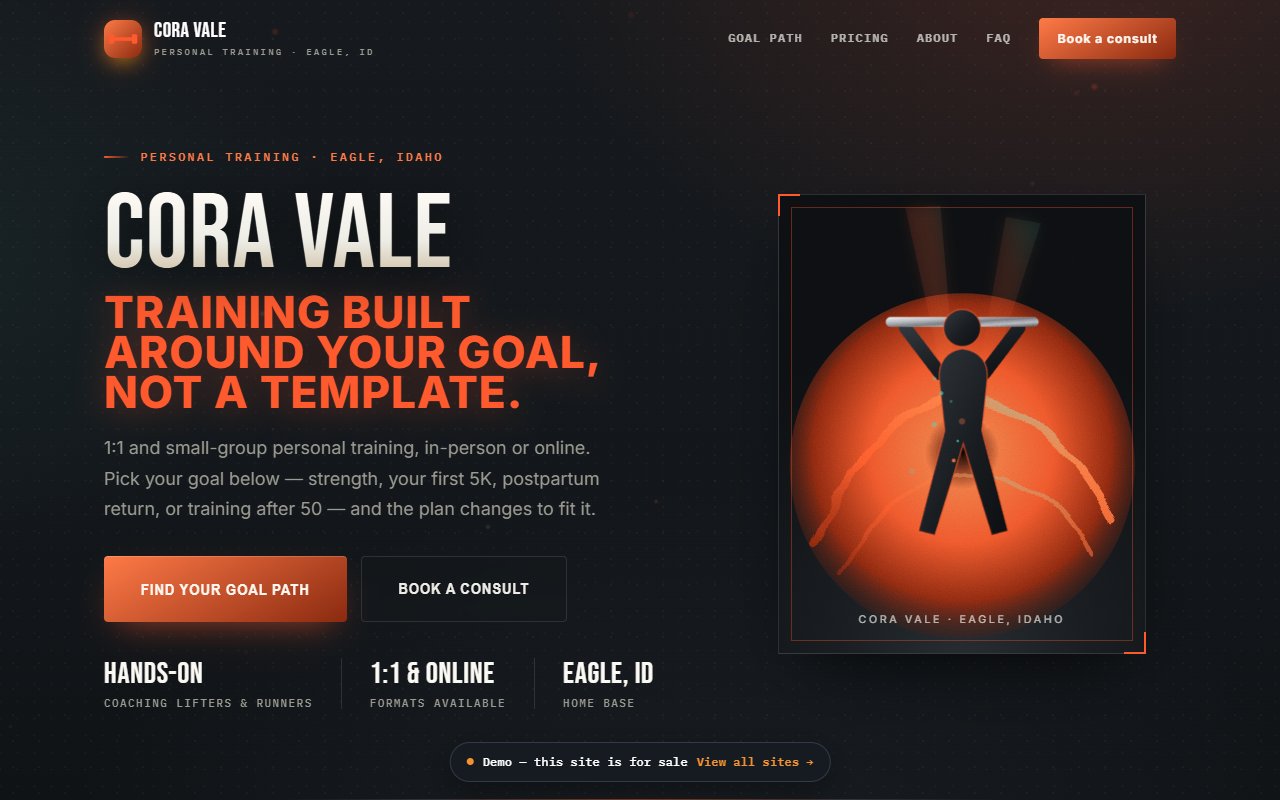 A screenshot of the Personal Trainer demo site.
